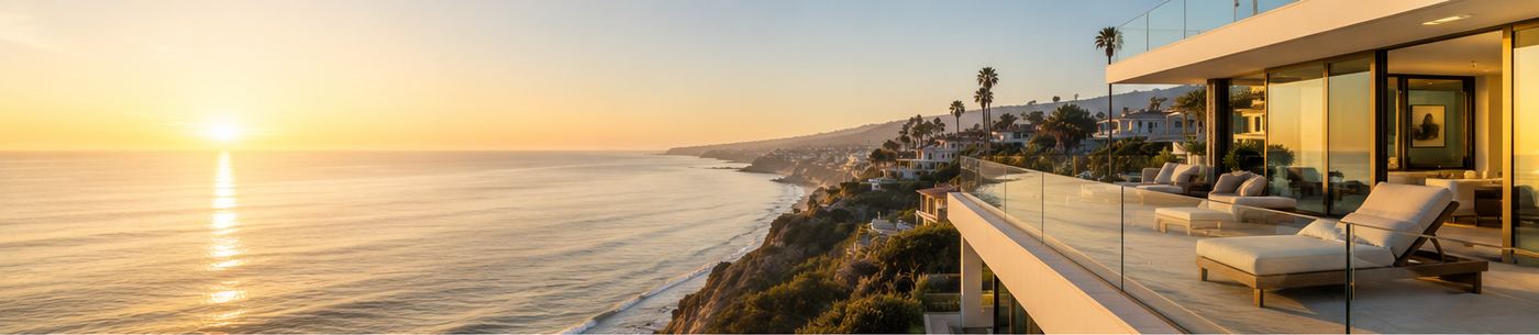 Newport Beach coastline at sunset